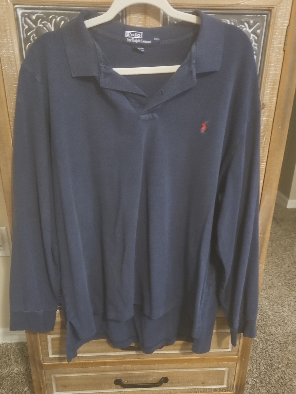 Polo by Ralph Lauren Navy Long-Sleeve Polo with Red Pony